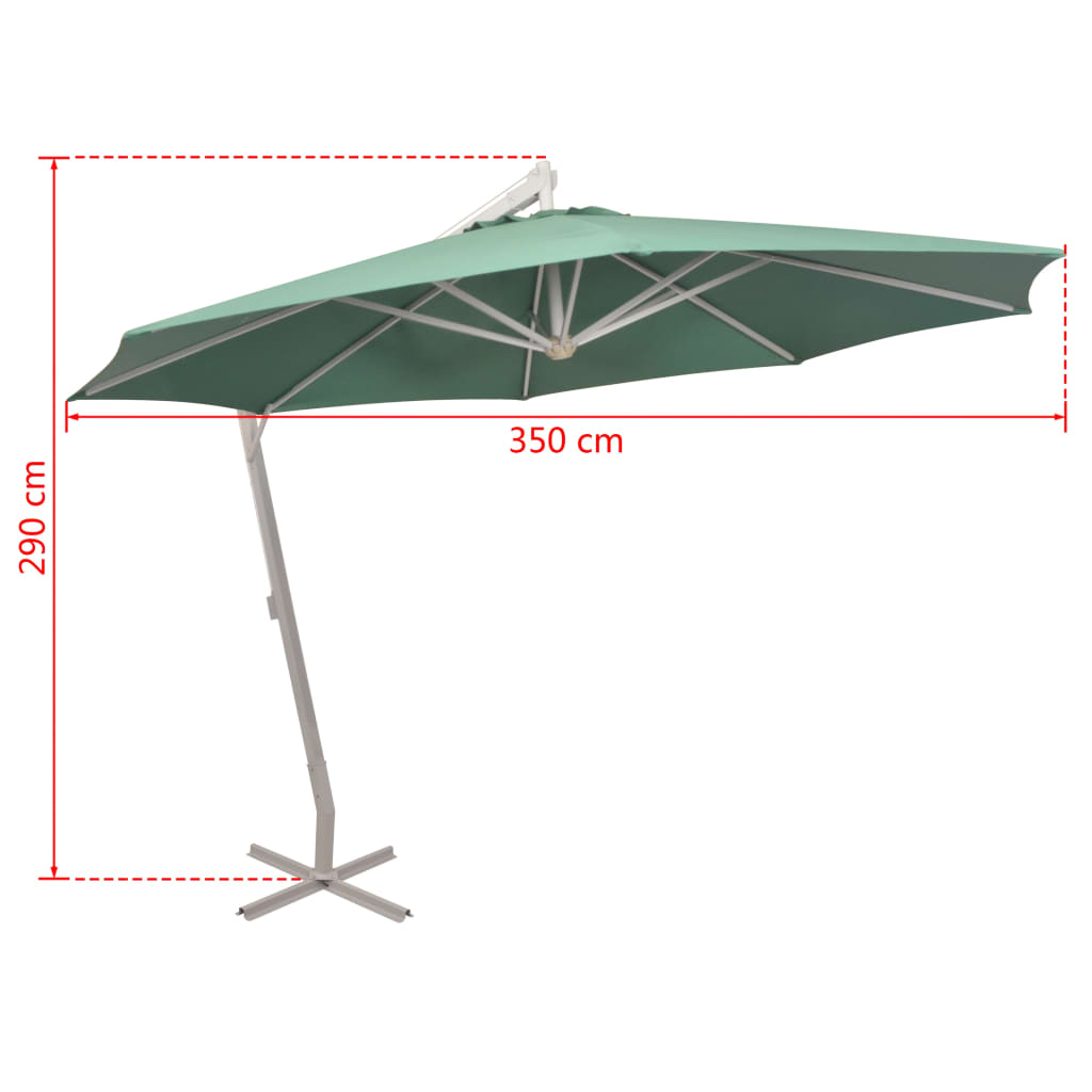 vidaXL Zweefparasol met aluminium paal 350 cm groen