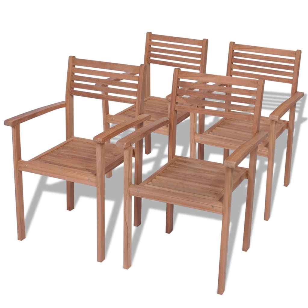 vidaXL Tuinstoelen stapelbaar 2 st massief teakhout