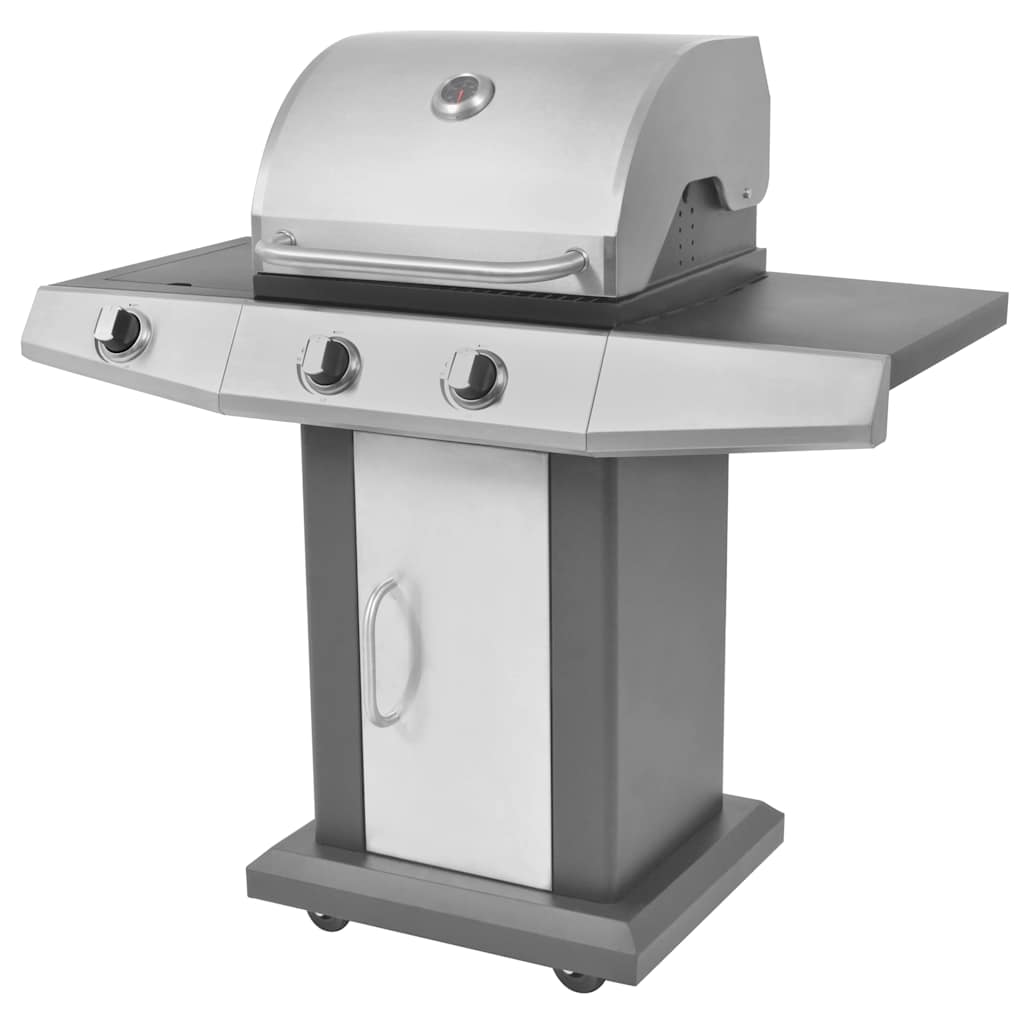 vidaXL Gas Barbecue Grill Zilver Roestvrij staal