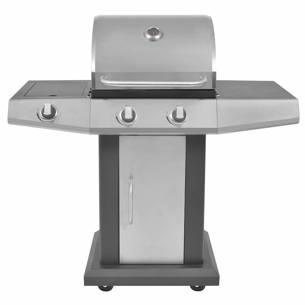 vidaXL Gas Barbecue Grill Zilver Roestvrij staal