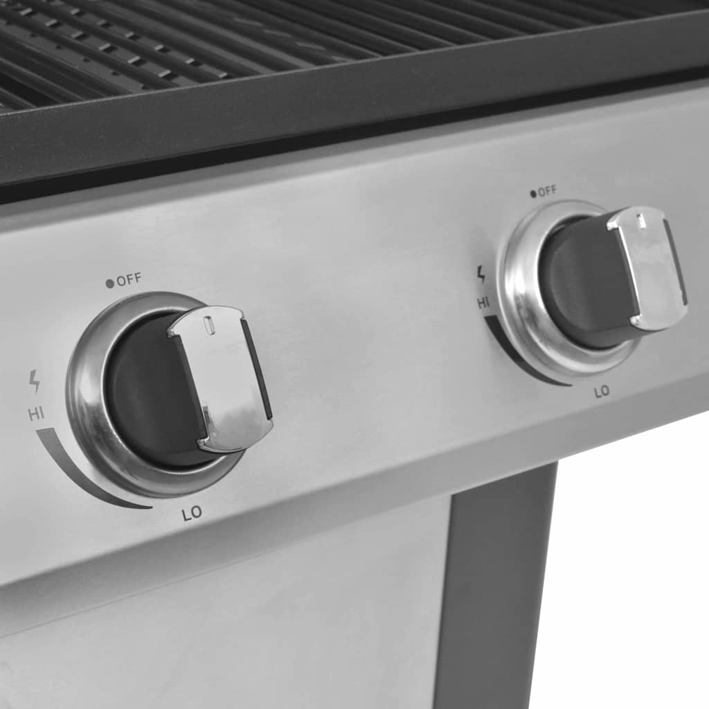 vidaXL Gas Barbecue Grill Zilver Roestvrij staal