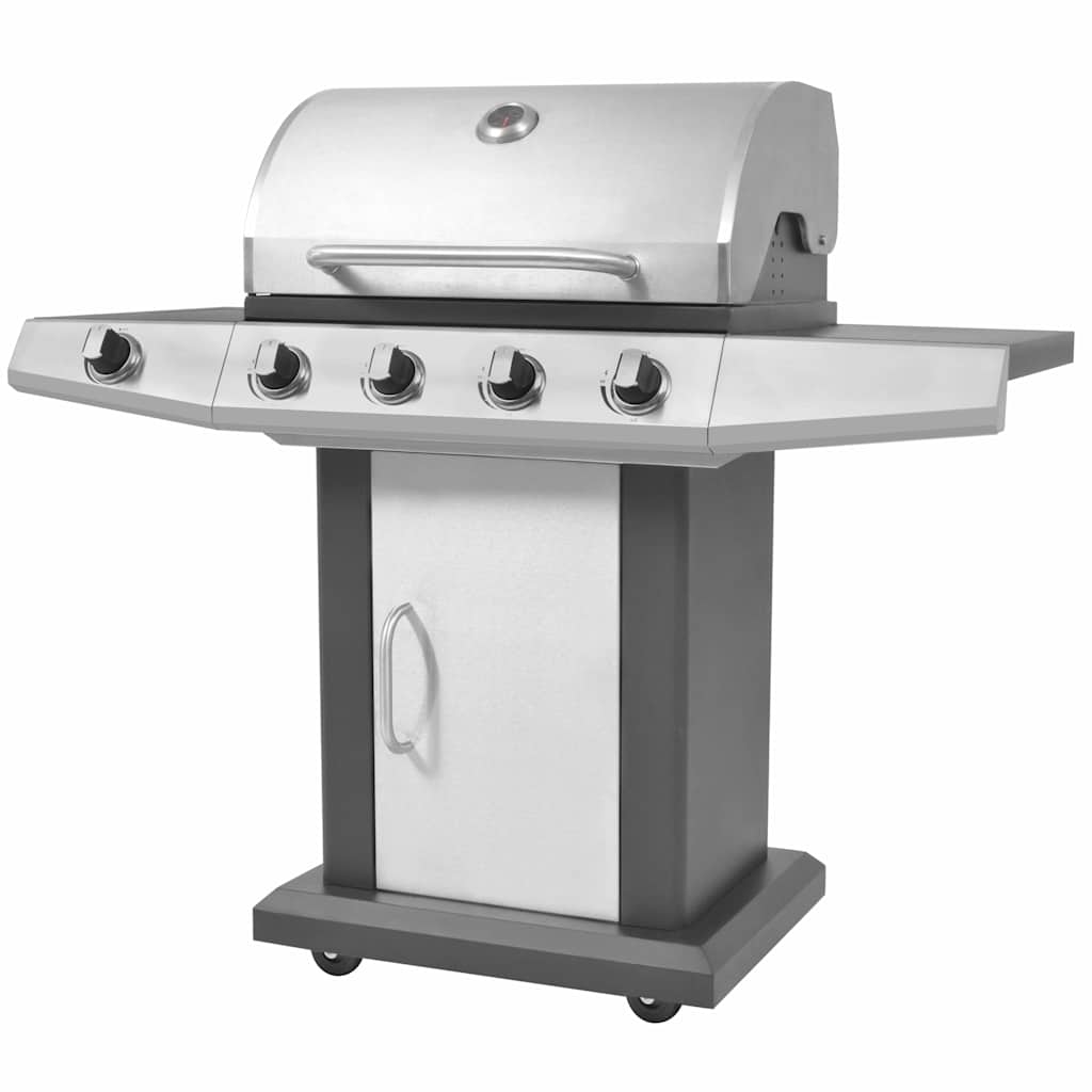 vidaXL Gas Barbecue Grill Zilver Roestvrij staal