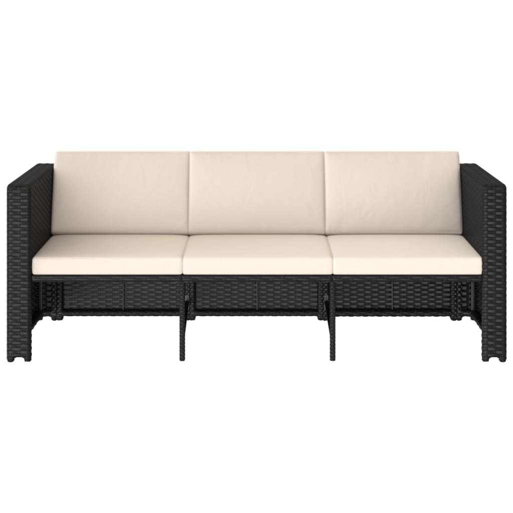 vidaXL 4-delige Loungeset met kussens poly rattan zwart