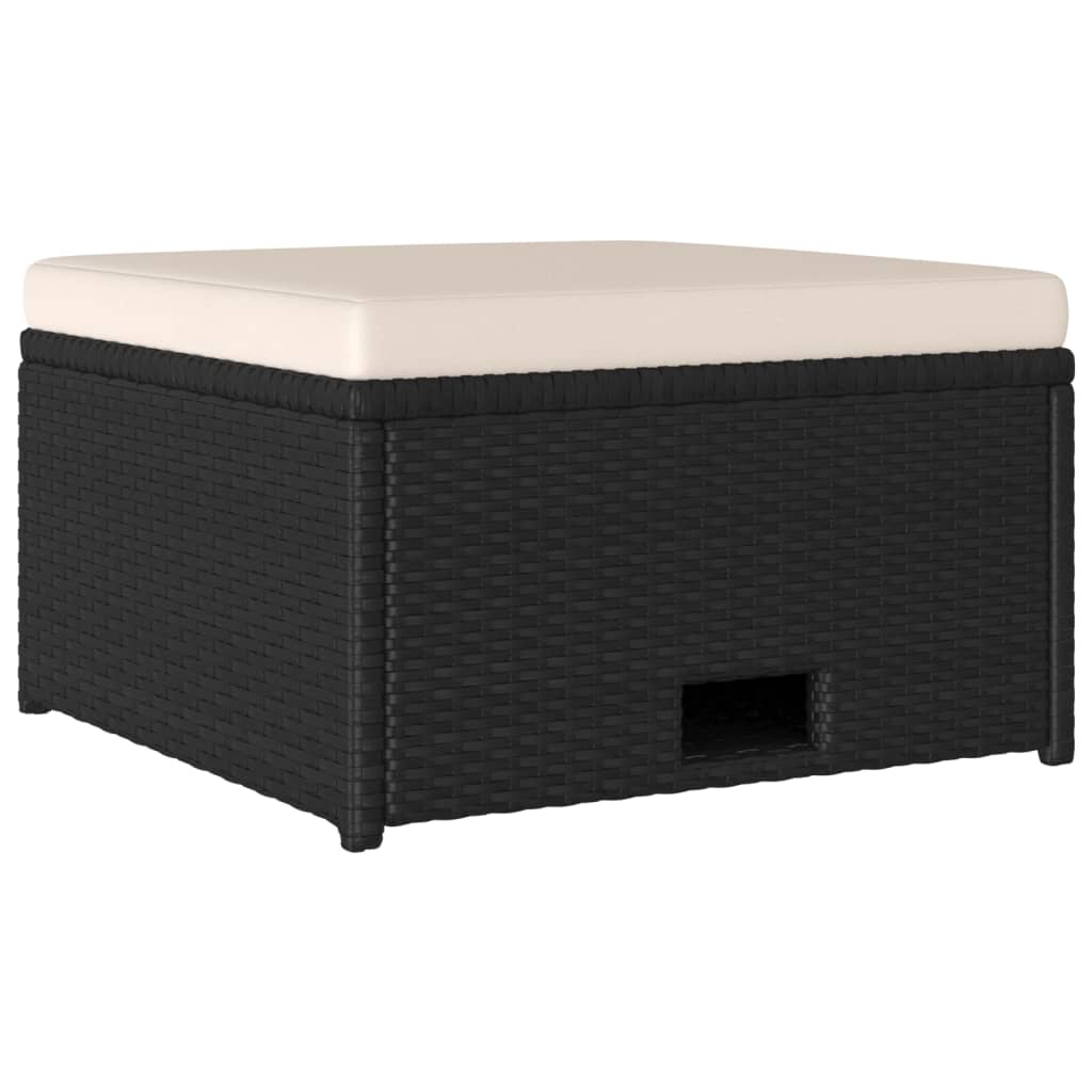 vidaXL 4-delige Loungeset met kussens poly rattan zwart