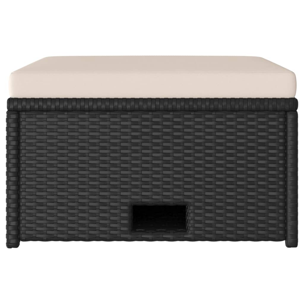 vidaXL 4-delige Loungeset met kussens poly rattan zwart