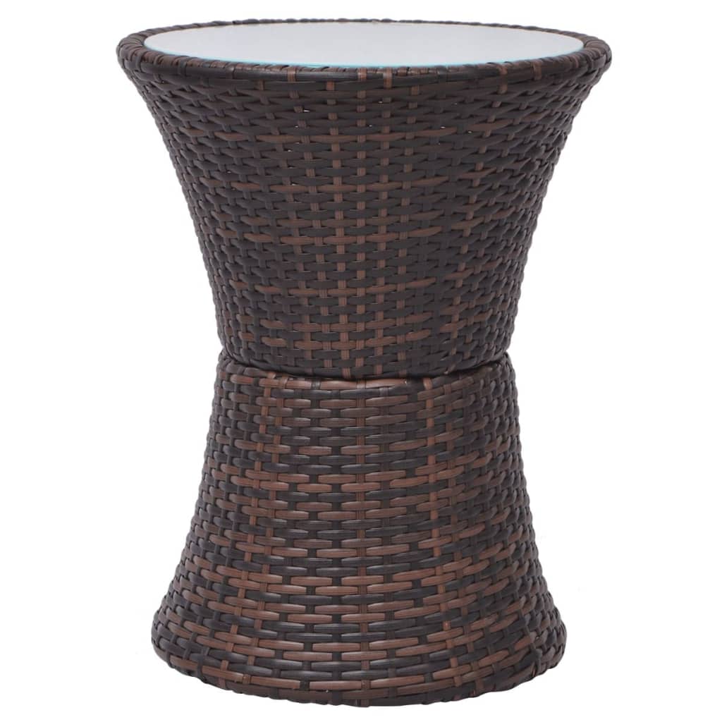 vidaXL 3-delige Bistroset met kussens poly rattan bruin