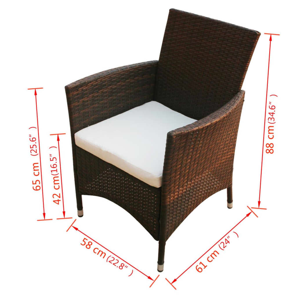 vidaXL Tuinstoelen 2 st poly rattan bruin