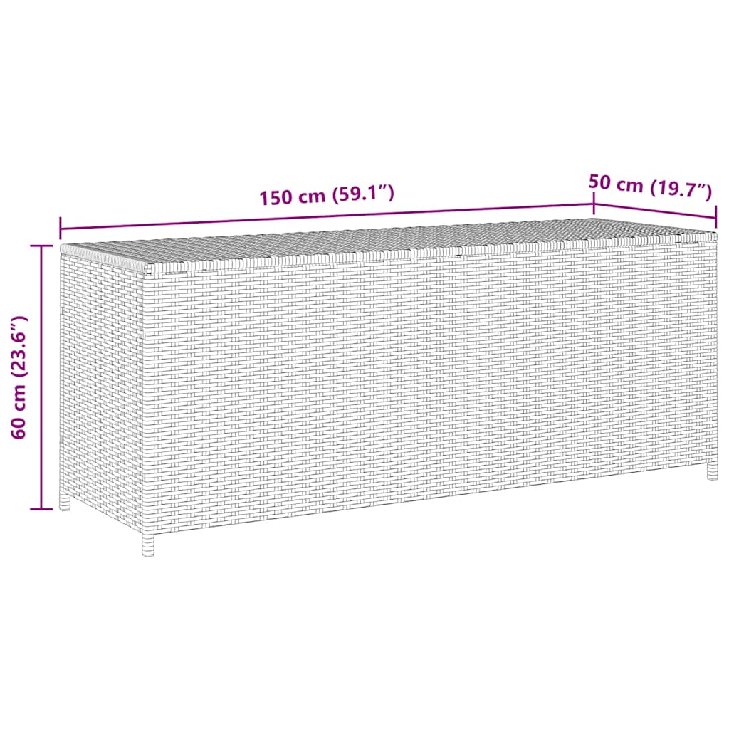 vidaXL Garden Storage Box 150x50x60 cm Poly Rattan Grey