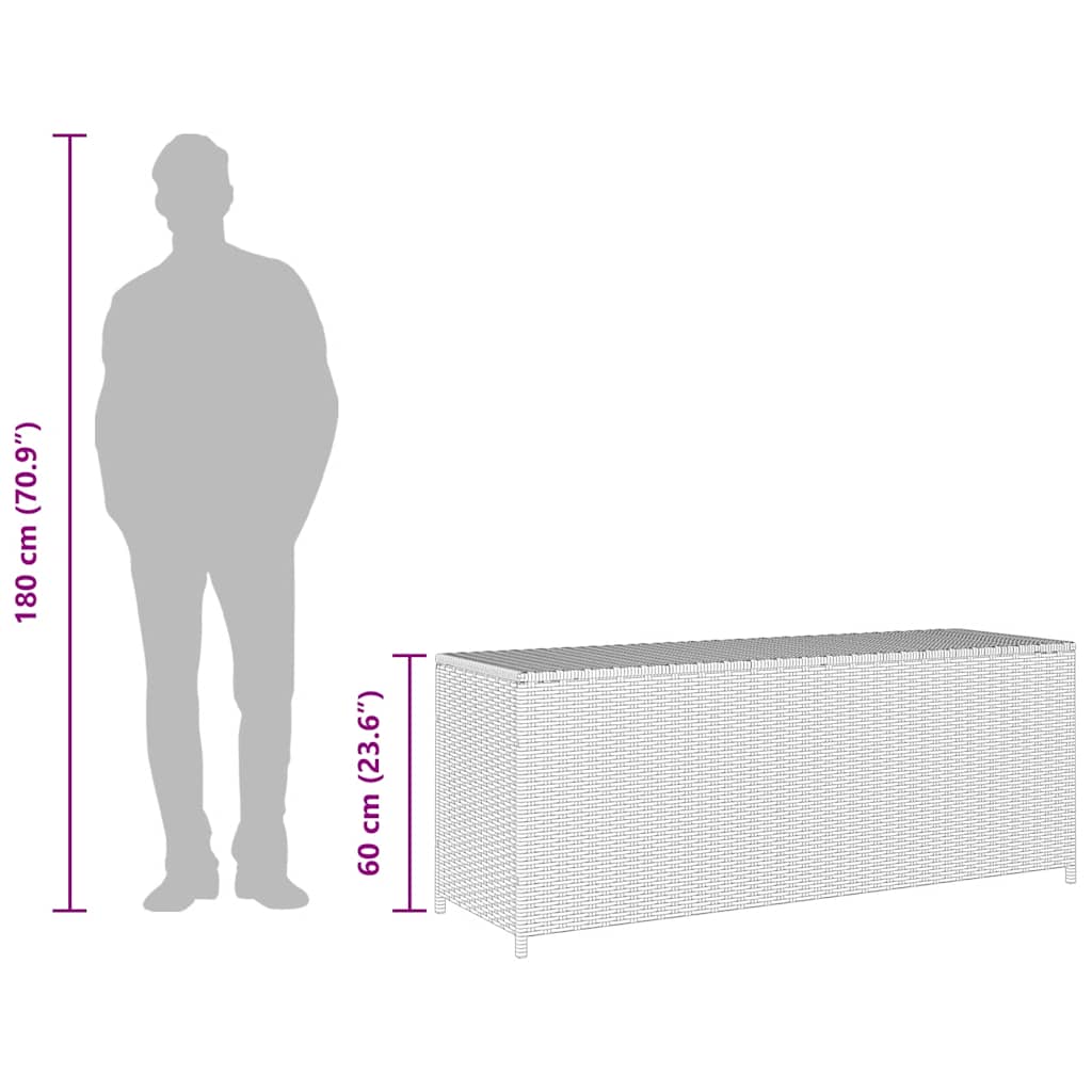 vidaXL Garden Storage Box 150x50x60 cm Poly Rattan Grey