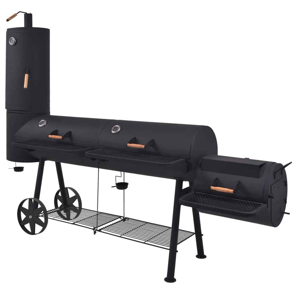 vidaXL Houtskoolbarbecue met onderplank XXL zwart