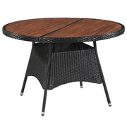 vidaXL Garden Table 115x74 cm Poly Rattan and Solid Acacia Wood