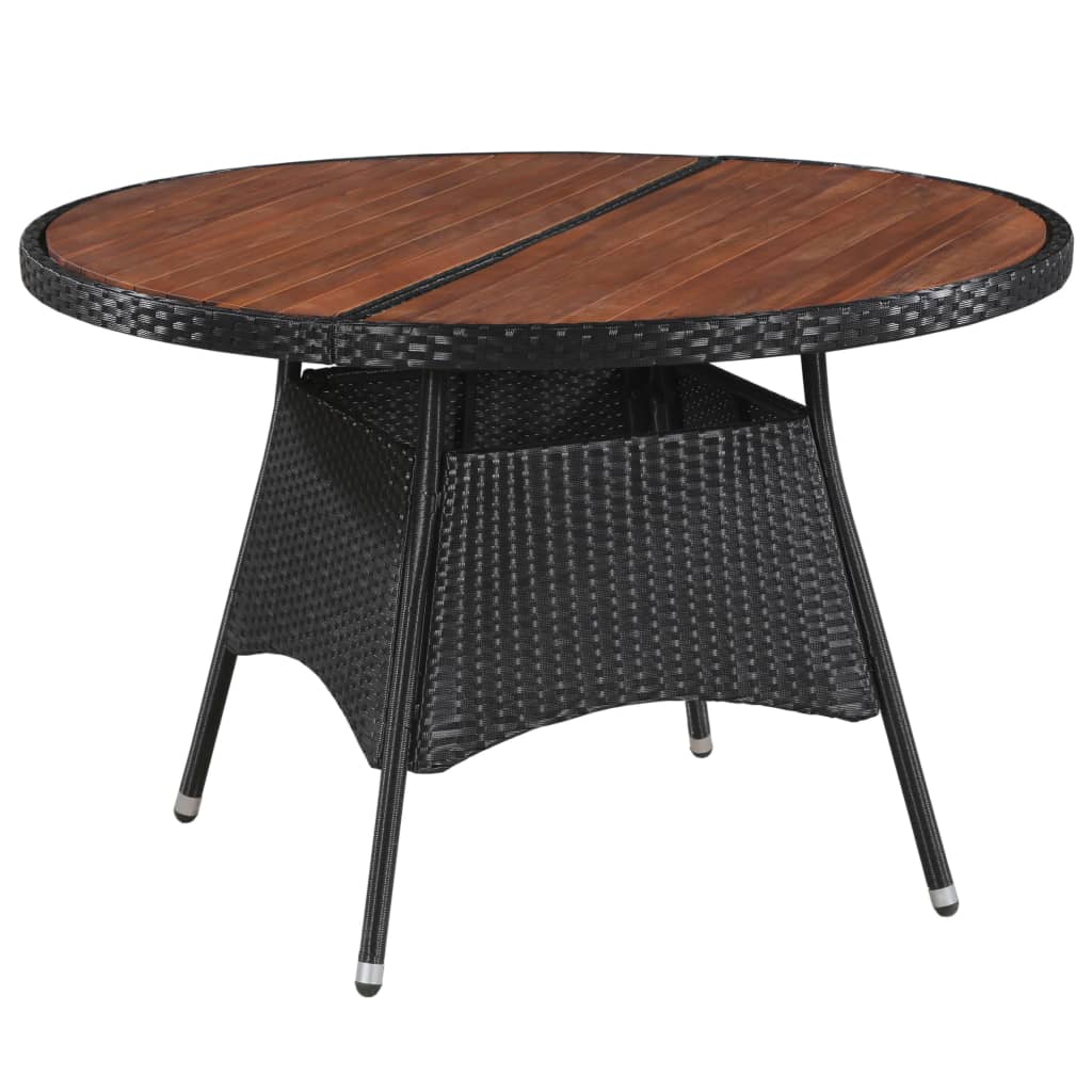 vidaXL Tuintafel 115x74 cm poly rattan en massief acaciahout
