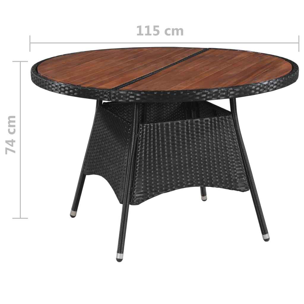 vidaXL Tuintafel 115x74 cm poly rattan en massief acaciahout