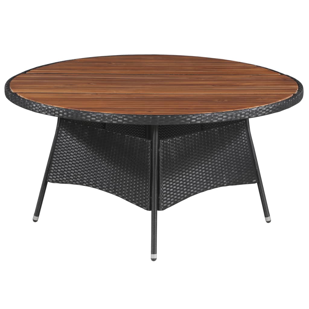 vidaXL Garden Table 115x74 cm Poly Rattan and Solid Acacia Wood