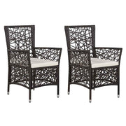 vidaXL Tuinstoelen 2 st met kussens poly rattan bruin