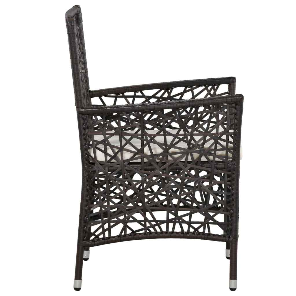 vidaXL Tuinstoelen 2 st met kussens poly rattan bruin