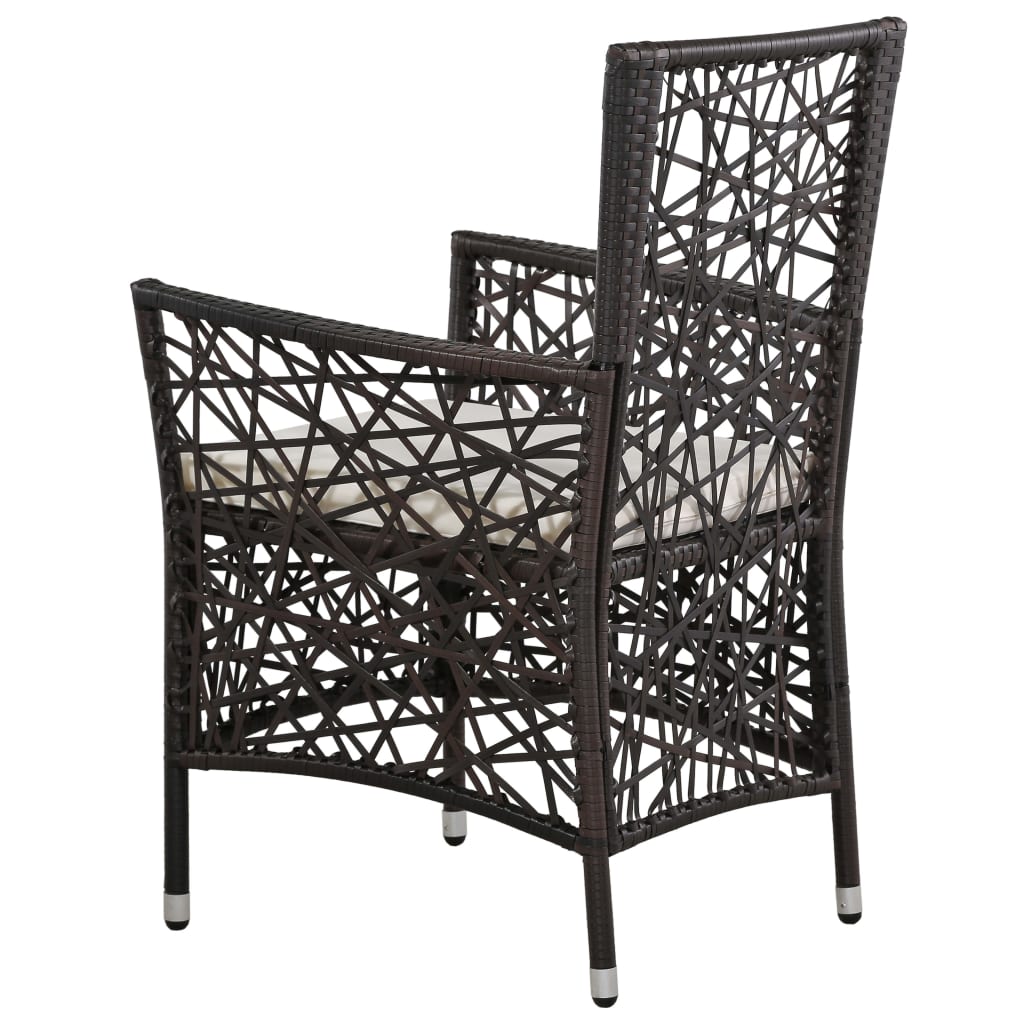 vidaXL Tuinstoelen 2 st met kussens poly rattan bruin