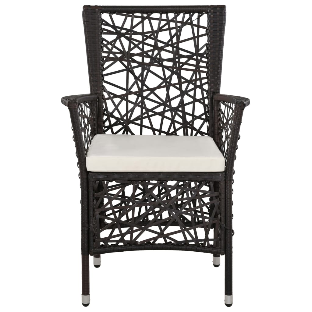 vidaXL Tuinstoelen 2 st met kussens poly rattan bruin
