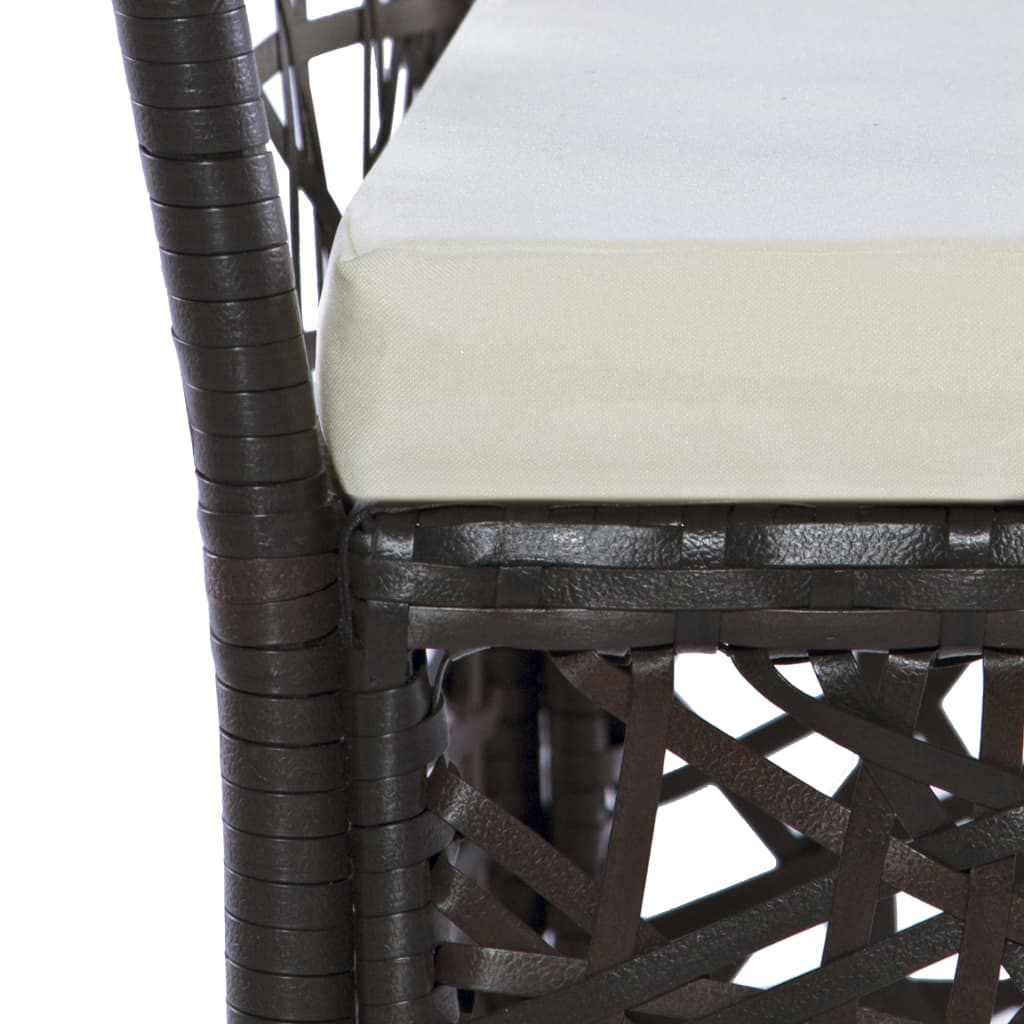 vidaXL Tuinstoelen 2 st met kussens poly rattan bruin