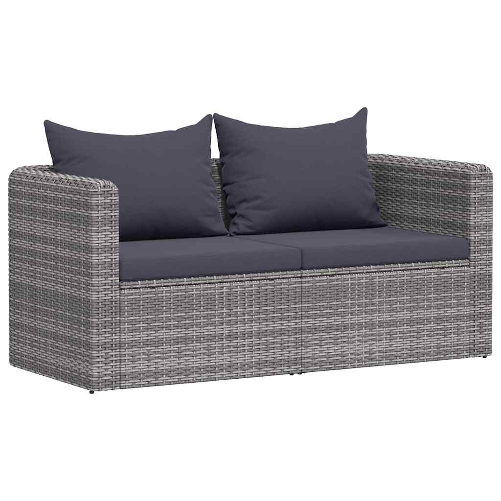 vidaXL 3-delige Loungeset met kussens poly rattan grijs - Aashly