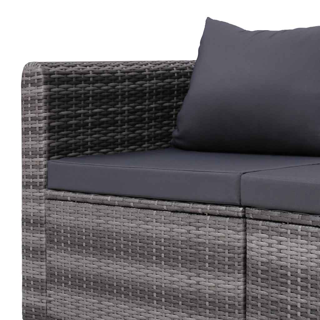vidaXL 3-delige Loungeset met kussens poly rattan grijs - Aashly