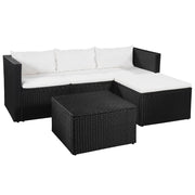 vidaXL 3-delige Loungeset poly rattan zwart en wit