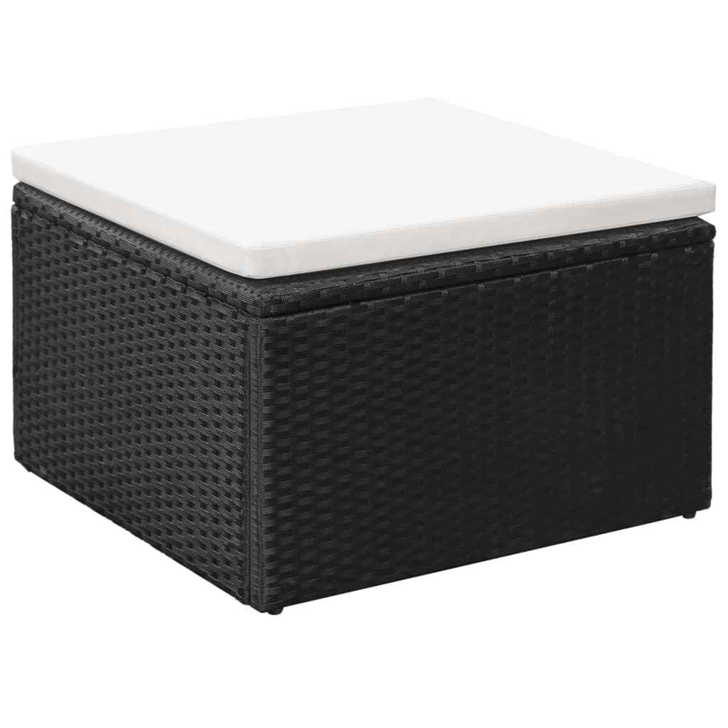 vidaXL 3-delige Loungeset poly rattan zwart en wit
