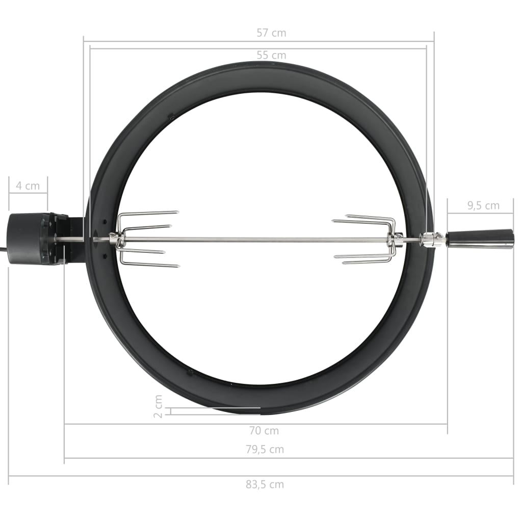 vidaXL BBQ rotisserie ring 57 cm zwart - Aashly