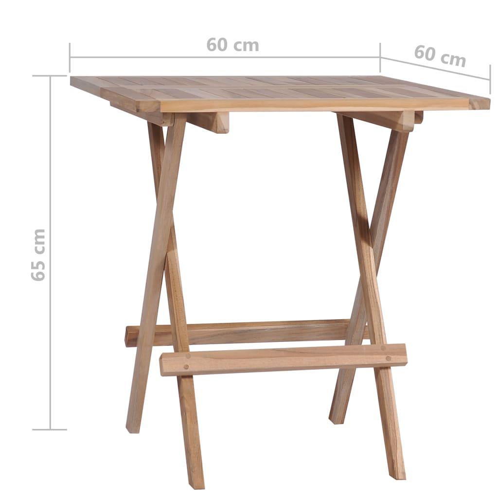 vidaXL Bistrotafel inklapbaar 60x60x65 cm massief teakhout