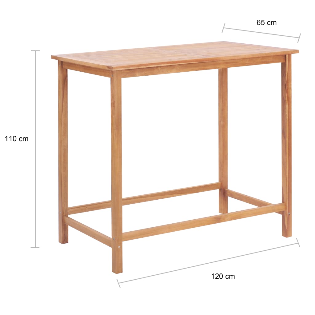 vidaXL Tuinbartafel 120x65x110 cm massief teakhout