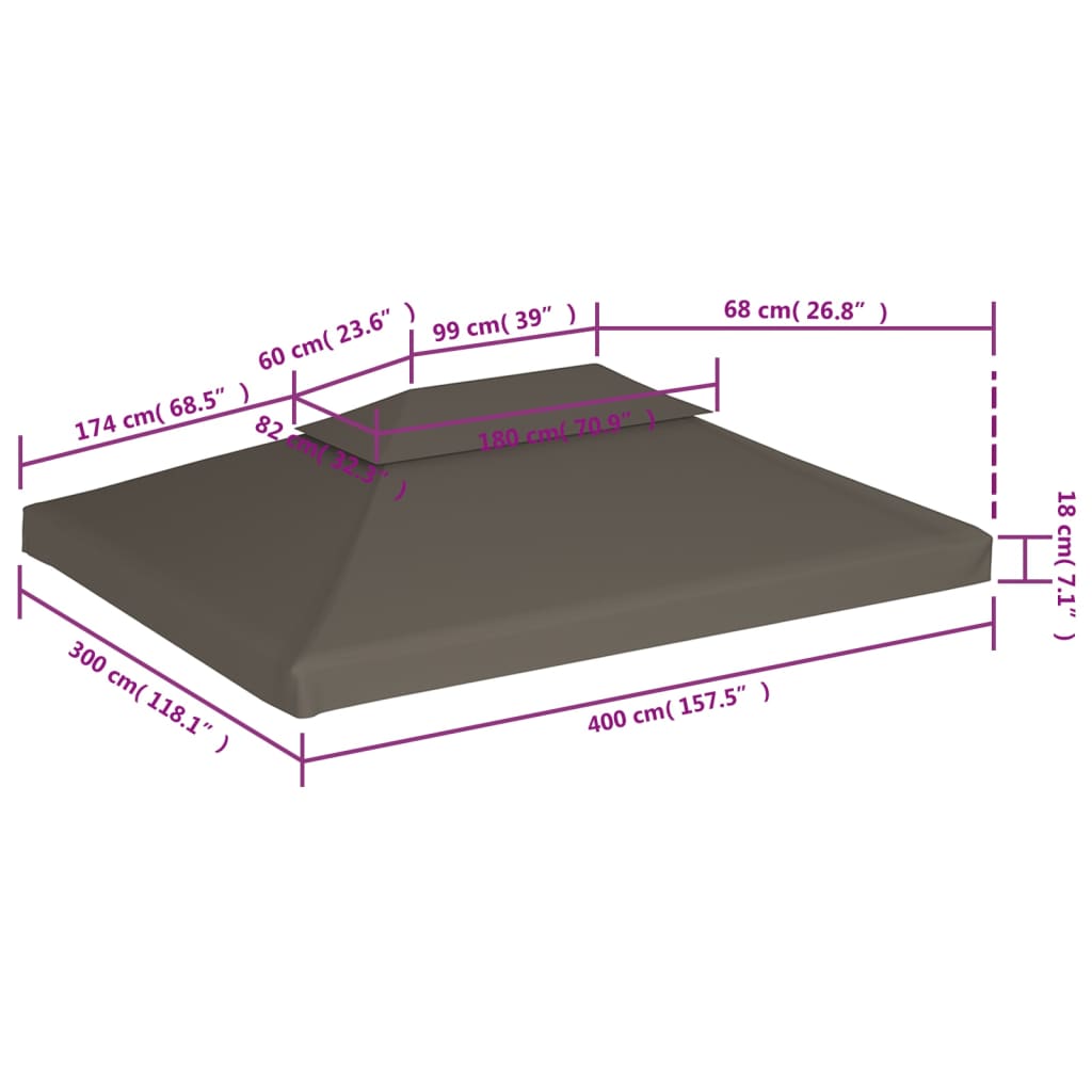 vidaXL Prieeldak 2-laags 4x3m 310 g/m² antracietkleurig