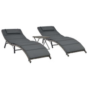vidaXL 3-delige Loungeset inklapbaar poly rattan grijs