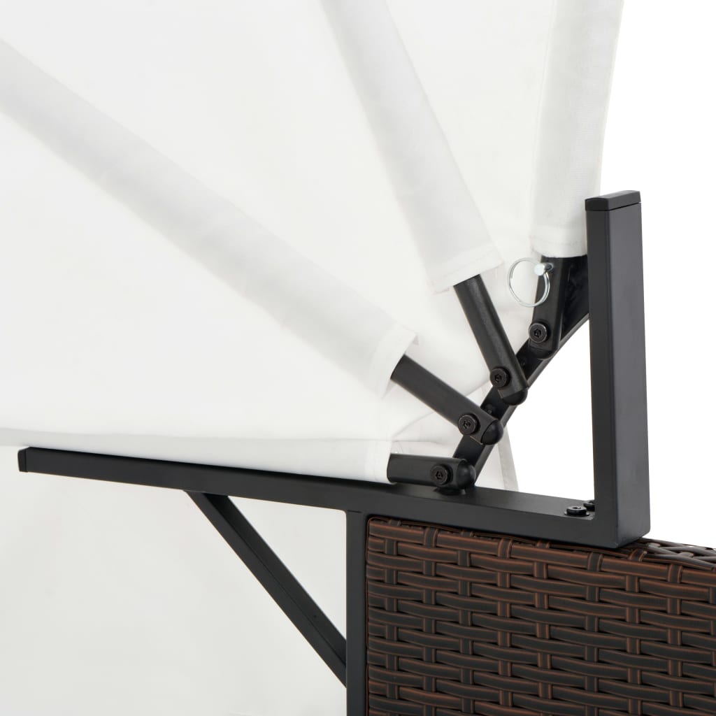 vidaXL Ligbed 2-persoons met luifel poly rattan grijs