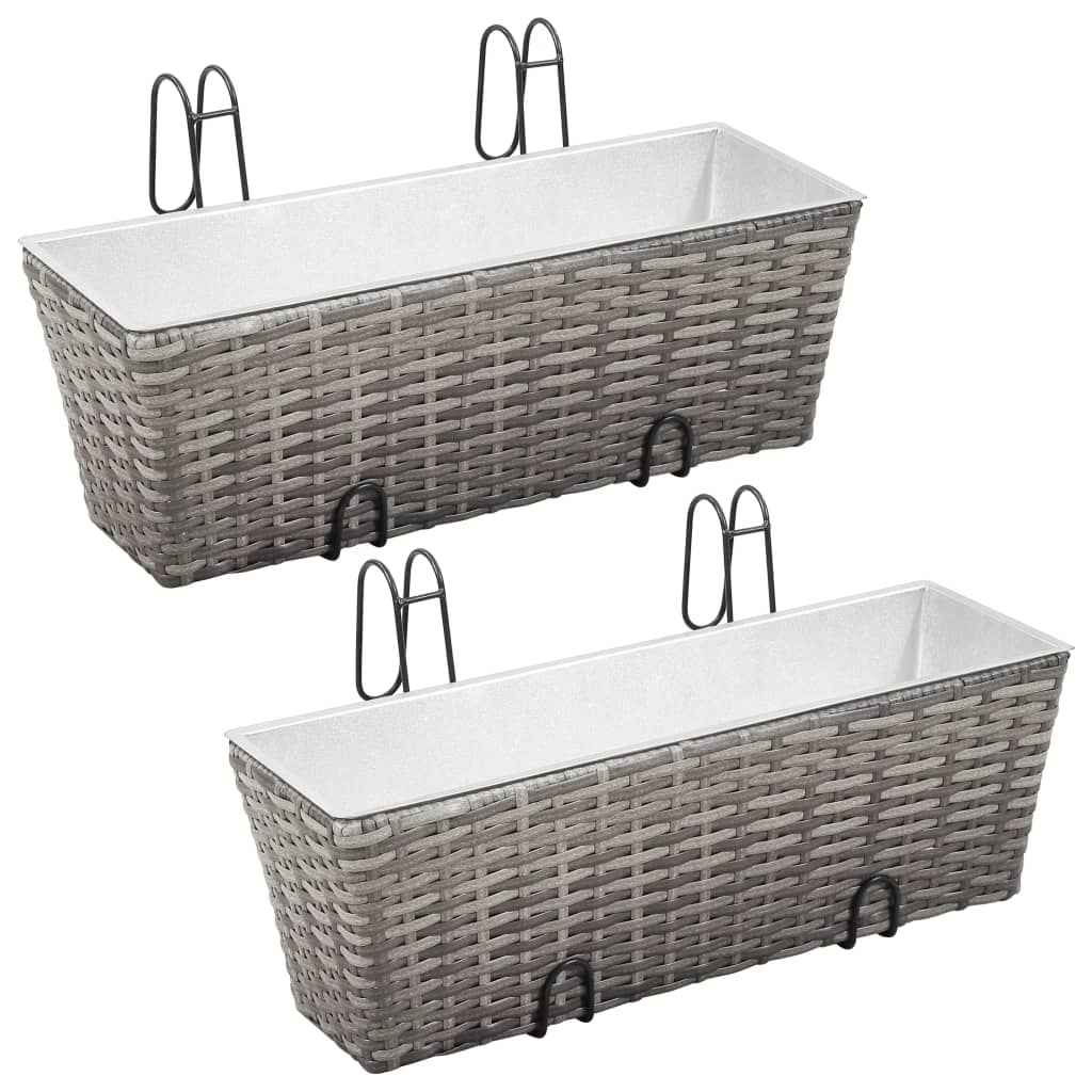 vidaXL Balkonplantenbakken 2 st 50 cm rattan zwart