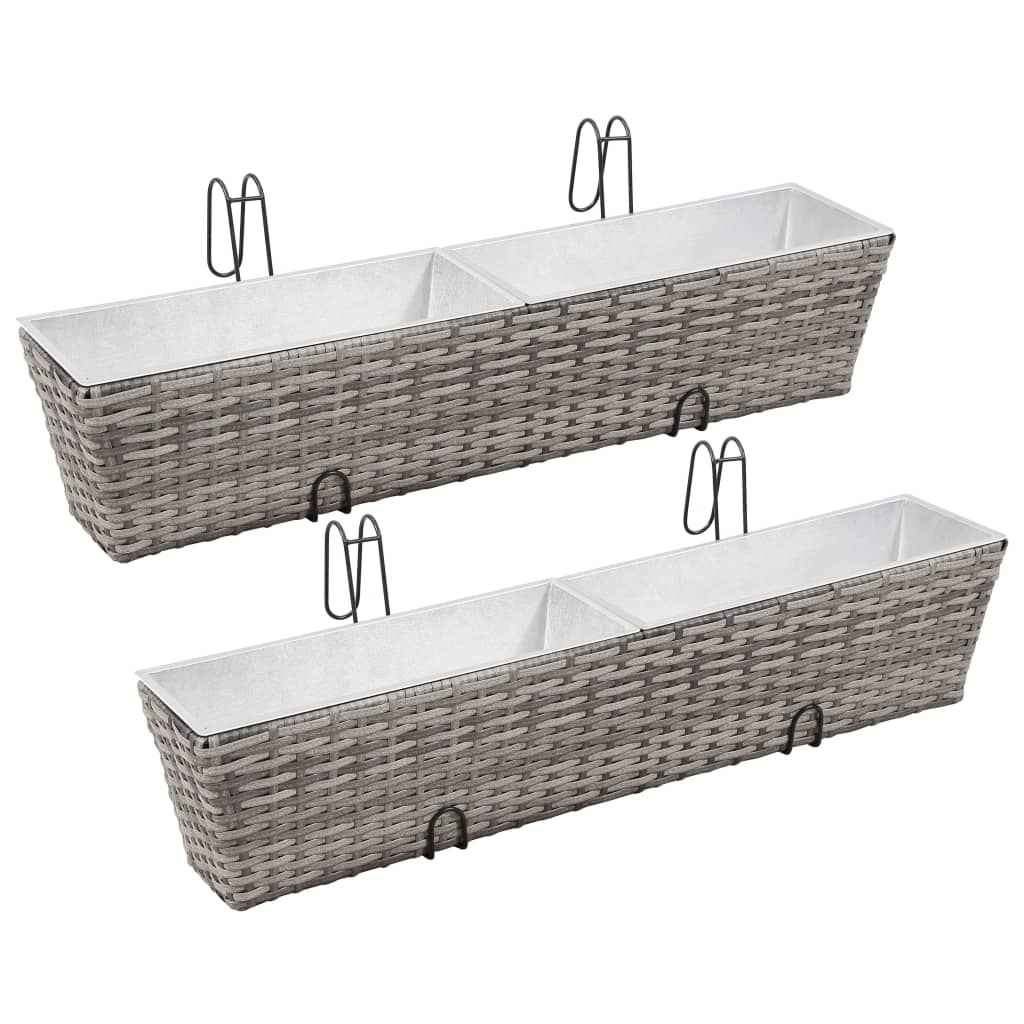vidaXL Balkonplantenbakken 2 st 50 cm rattan zwart