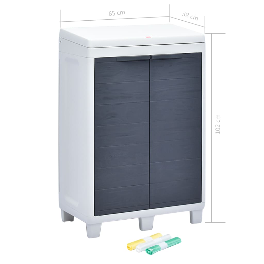 vidaXL Tuinafvalbak met 3 zakken 65x38x102 cm donkergrijs