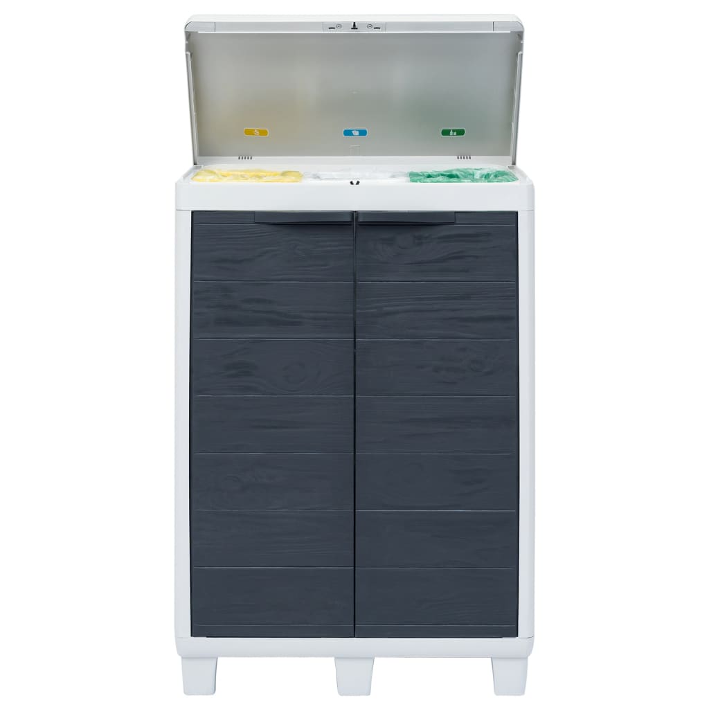 vidaXL Tuinafvalbak met 3 zakken 65x38x102 cm donkergrijs