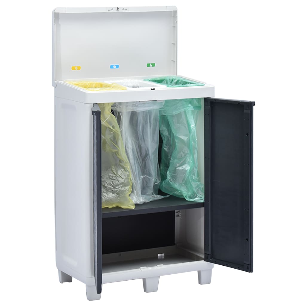 vidaXL Tuinafvalbak met 3 zakken 65x38x102 cm donkergrijs