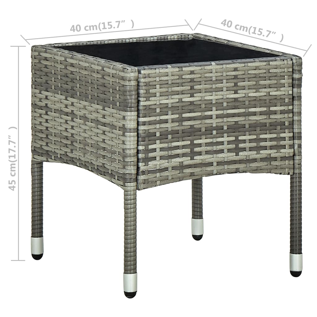 vidaXL 3-delige Bistroset met kussens poly rattan grijs