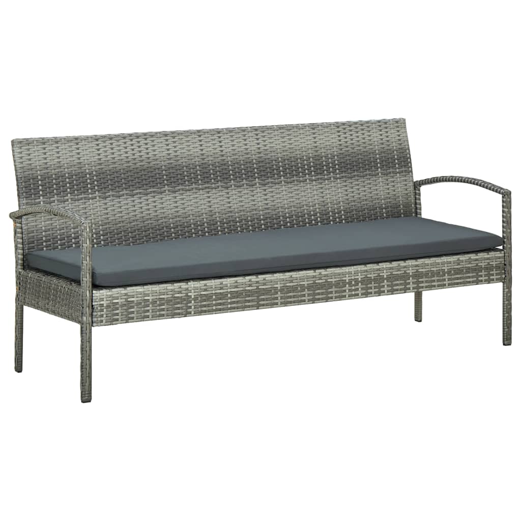 vidaXL Tuinbank 3-zits met kussens poly rattan bruin
