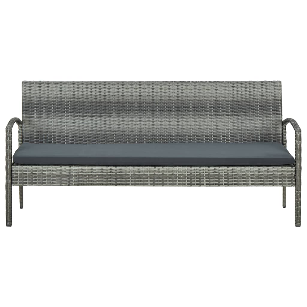vidaXL Tuinbank 3-zits met kussens poly rattan bruin