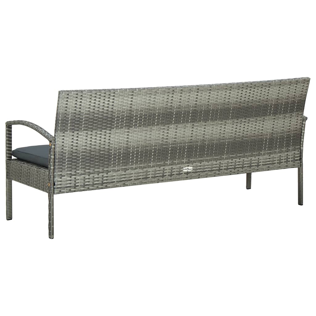 vidaXL Tuinbank 3-zits met kussens poly rattan bruin