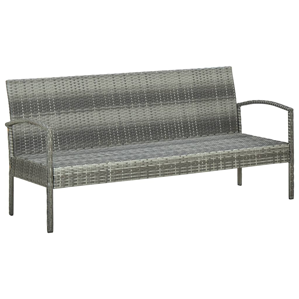 vidaXL Tuinbank 3-zits met kussens poly rattan bruin