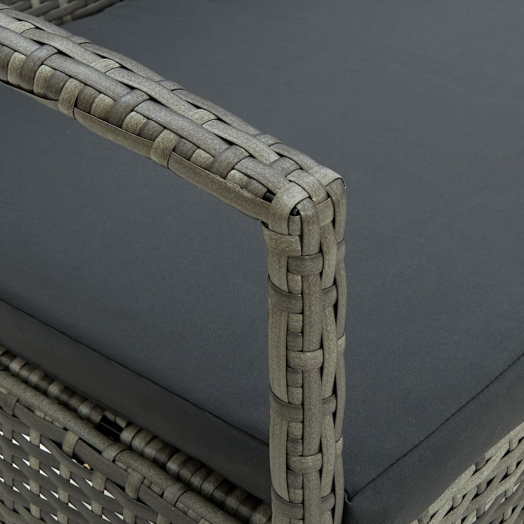 vidaXL Tuinbank 3-zits met kussens poly rattan bruin