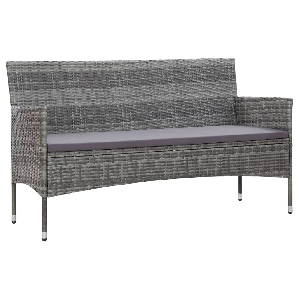 vidaXL Tuinbank 3-zits met kussens poly rattan bruin