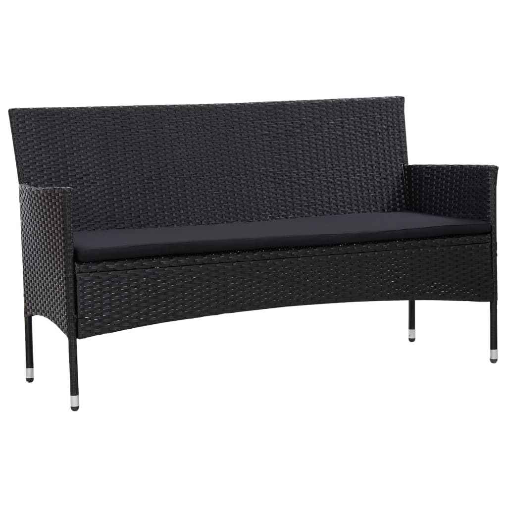 vidaXL Tuinbank 3-zits met kussens poly rattan bruin