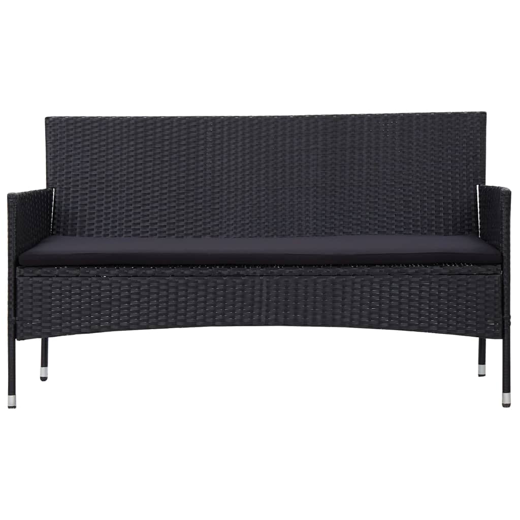 vidaXL Tuinbank 3-zits met kussens poly rattan bruin