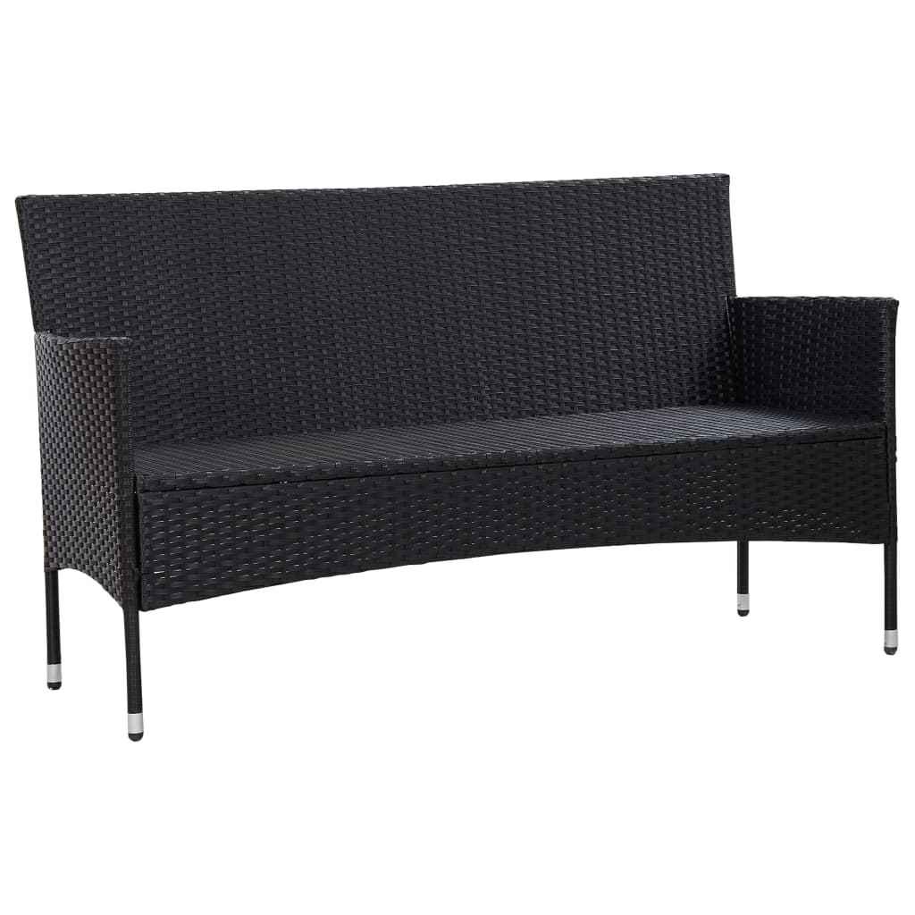 vidaXL Tuinbank 3-zits met kussens poly rattan bruin