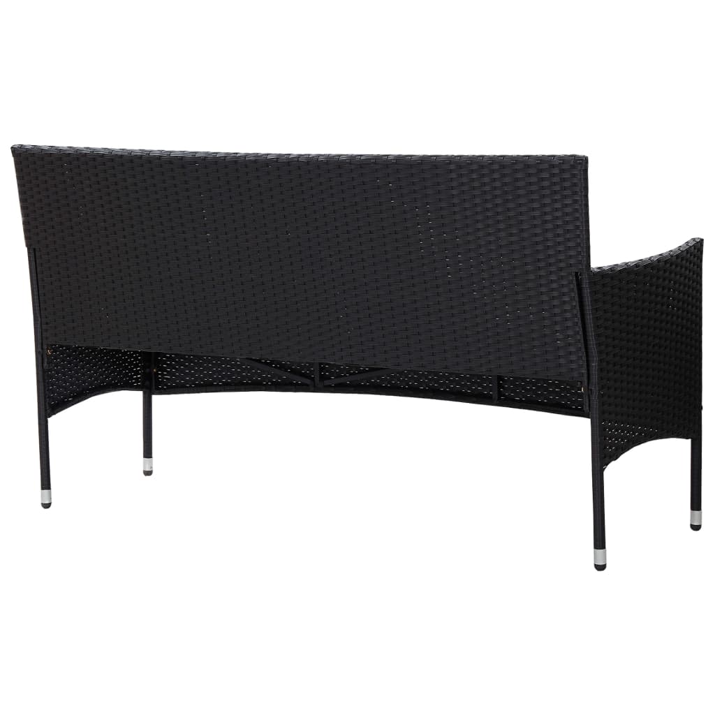 vidaXL Tuinbank 3-zits met kussens poly rattan bruin