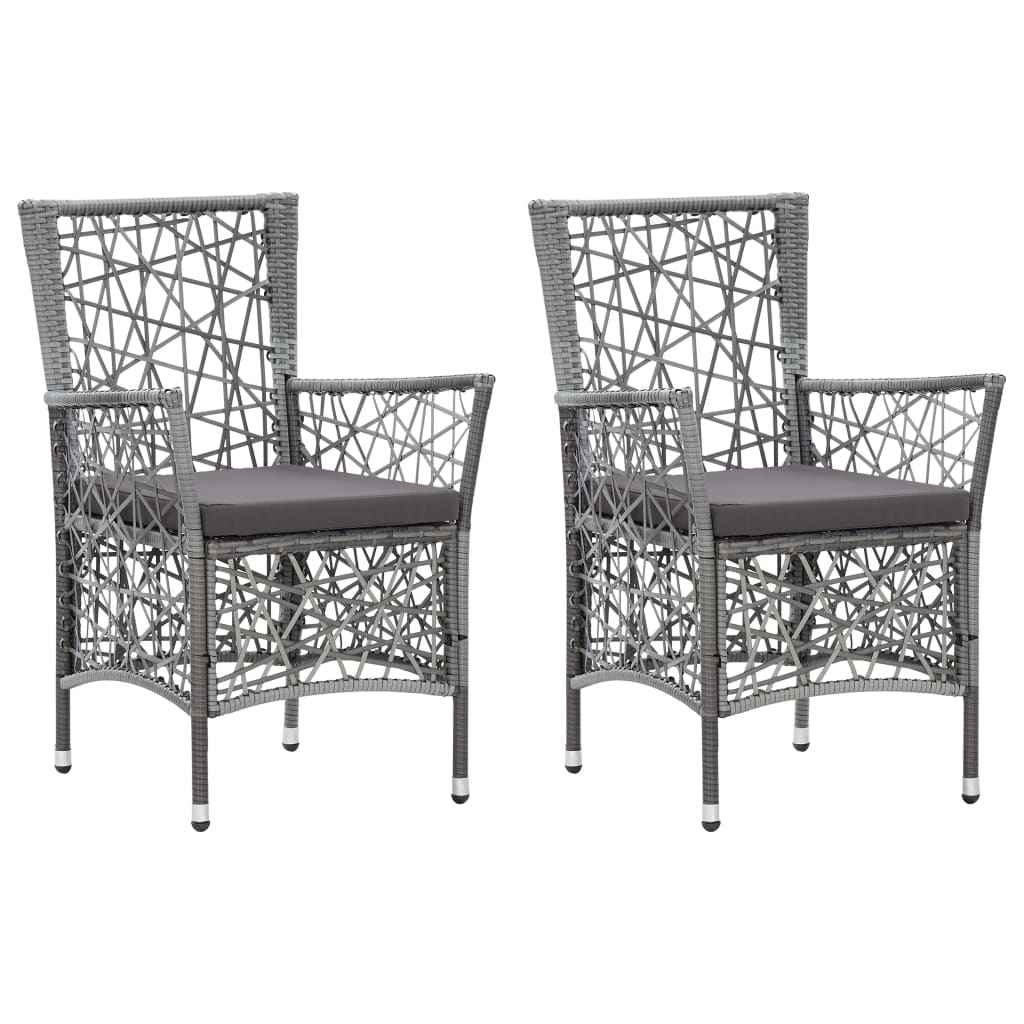 vidaXL Tuinstoelen 2 st met kussens poly rattan bruin